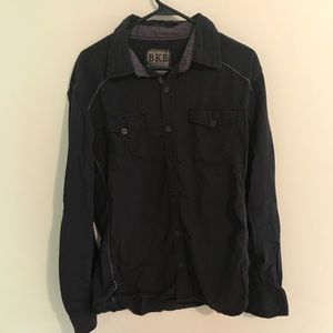 BKE Athletic Fit Long Sleeve Button Up Top Large
